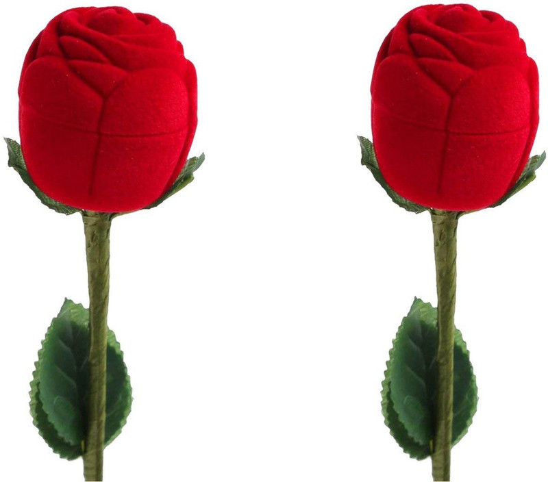 black paper 2 Red Rose Jewellery Ring Rose (Without Ring) 2 Red Rose, Jewellery Box Vanity Box(Red)