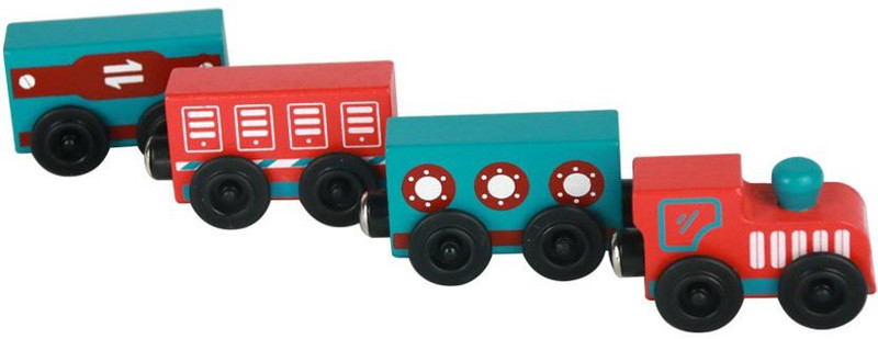 umu Toy Cars Wooden Magnetic Train Set Track With 4 Pieces(Multicolor)
