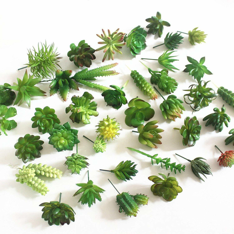 aaryash 10 pcs of mix Artificial Mix Succulent Plants for Home Decoration Bonsai Artificial Plant(10 cm, Green)