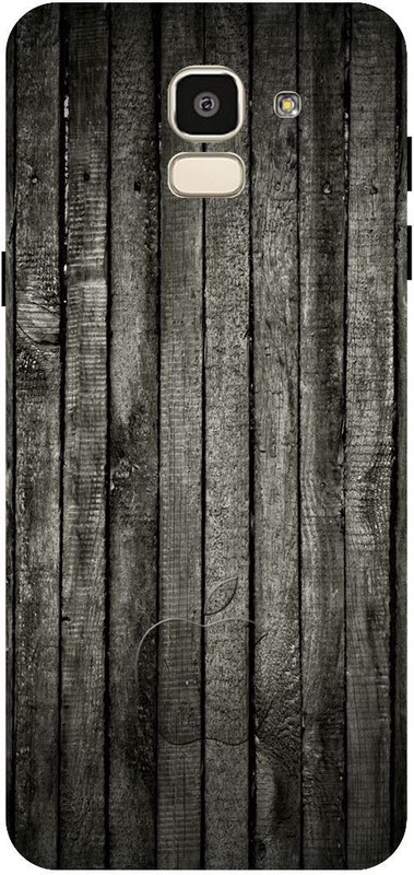 UMPRINT Back Cover for Samsung Galaxy J6(Apple, Apple Logo, Apple Sign, Embolem, Iphone, Black Wood, Wooden, Waterproof)
