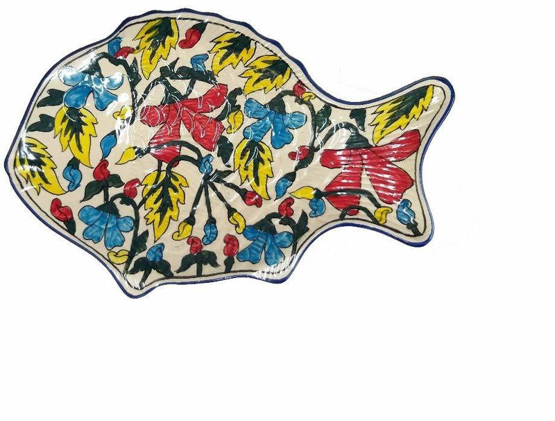indeasia srijan Fish Shape Appetizer Platter in Moroccan Design Plate