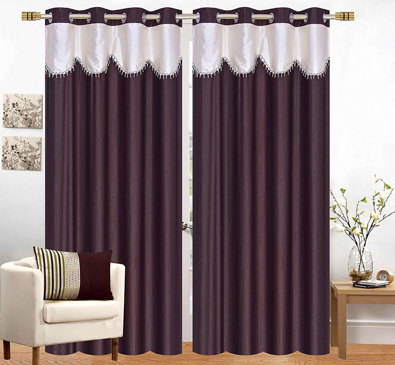 siddh products 213 cm (7 ft) Polyester Door Curtain (Pack Of 2)(Solid, coffee)