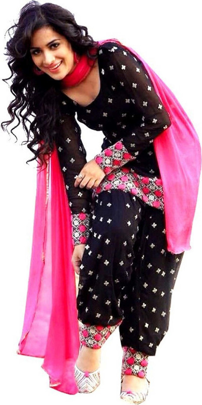 nakarani Cotton Blend Self Design, Embroidered Salwar Suit Material(Semi Stitched)