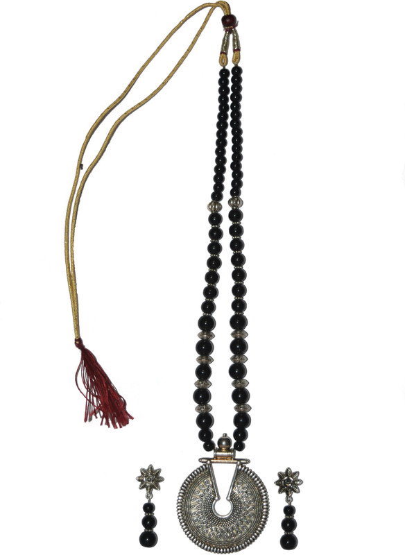 jewelshow Fabric Jewel Set(Black, Silver)