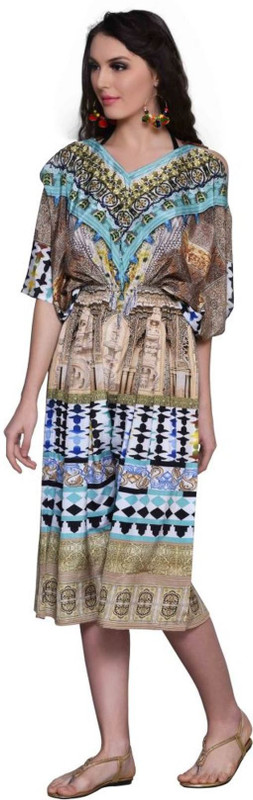 keyana Printed Syn. Silk Crepe Women Kaftan