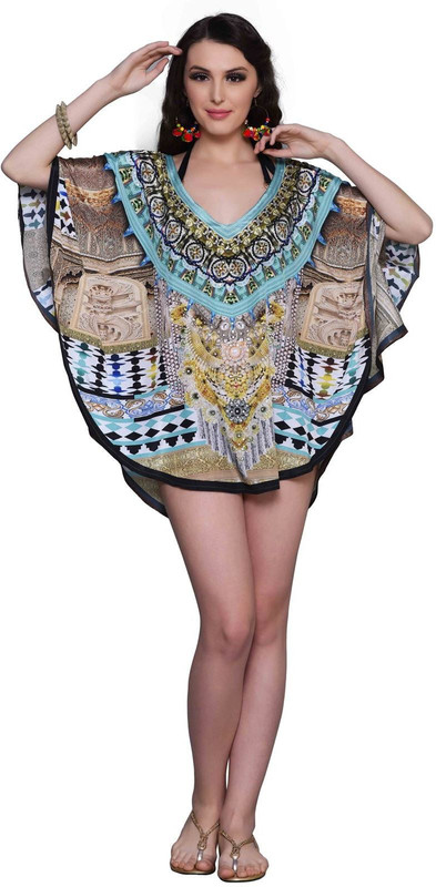 keyana Printed Syn. Silk Crepe Women Kaftan