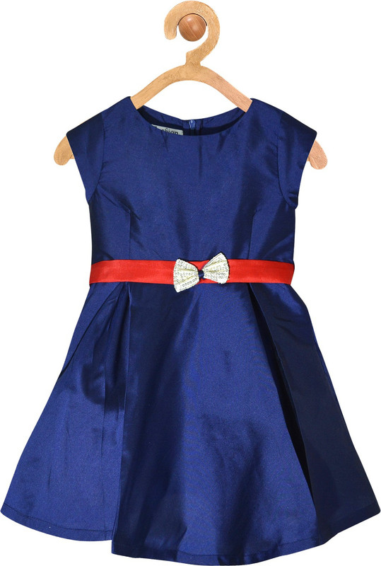 argha apparel Girls Midi/Knee Length Party Dress(Blue, Sleeveless)