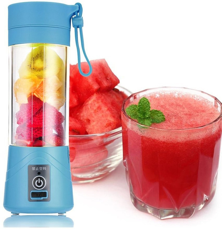 Buyerzone NA Portable USB Electric Stainless Steel Juicer Grinder Mixer Blender Juice Cup 220 Juicer Mixer Grinder(Blue, 1 Jar)