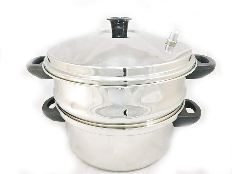 ekitchen Stainless Steel Two Tier Momos Steamer with Lid Steel Steamer(2 L)