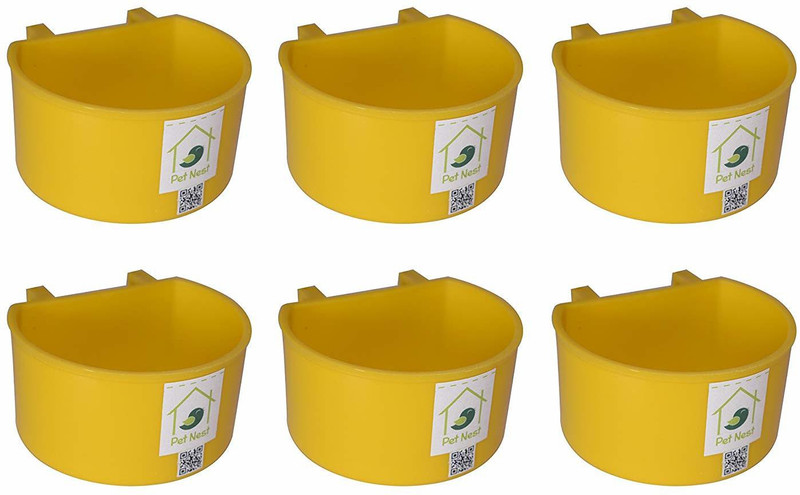 petnest Plastic D-Shape Bird Cage Water and Food Feeder (Pack of 6) Ground Bird Feeder(Multicolor)