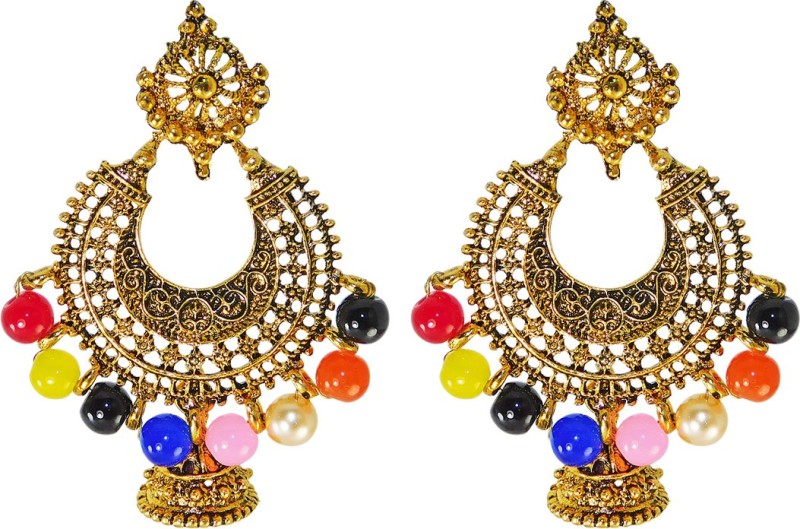 Anish Golden earrings, Chandbali with Jhumkis, Chandbali earrings Gold Alloy Drops &...