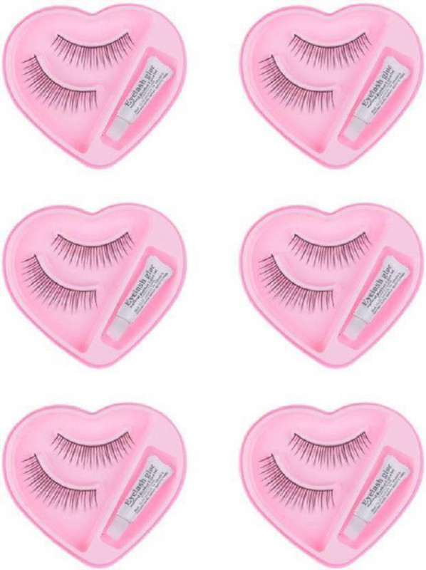 vune Eyelashes With Glue Set Natural (Pair of 6)(Pack of 3)