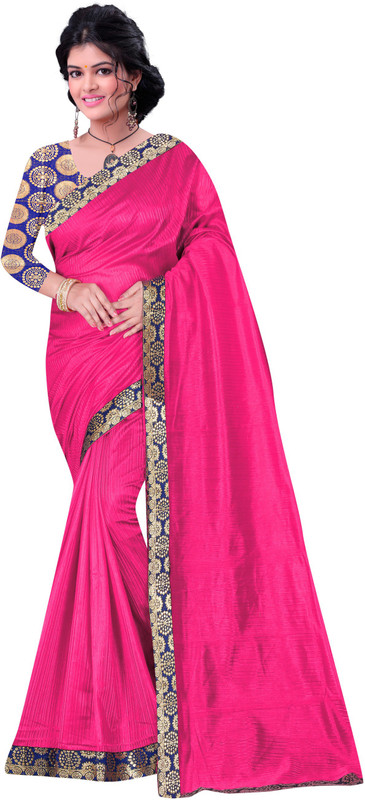 khoosanta Solid Fashion Poly Silk Saree(Multicolor)