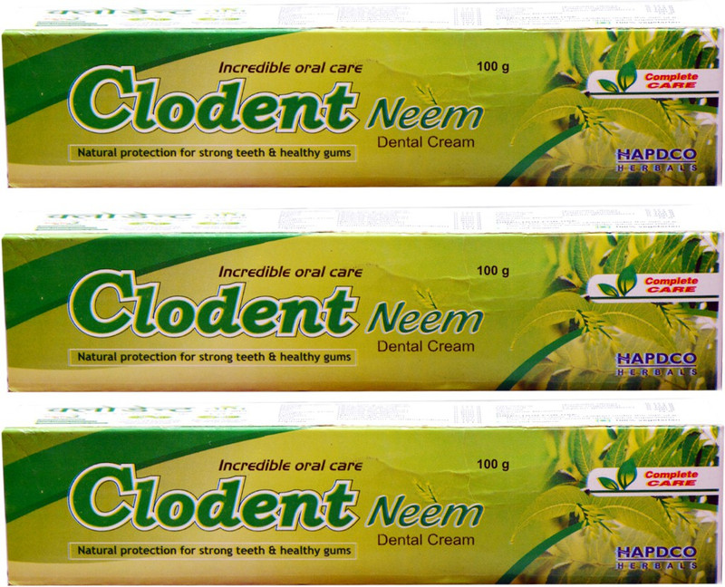 HAPDCO CLODENT NEEM DENTAL CREAM-NATURAL PROTECTION FOR STRONG TEETH & NATURAL GUMS(PACK OF 3) Toothpaste(300 g, Pack of 3)