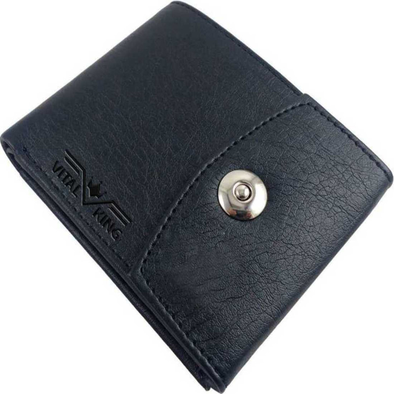 vital king Men Black Artificial Leather Wallet(6 Card Slots)