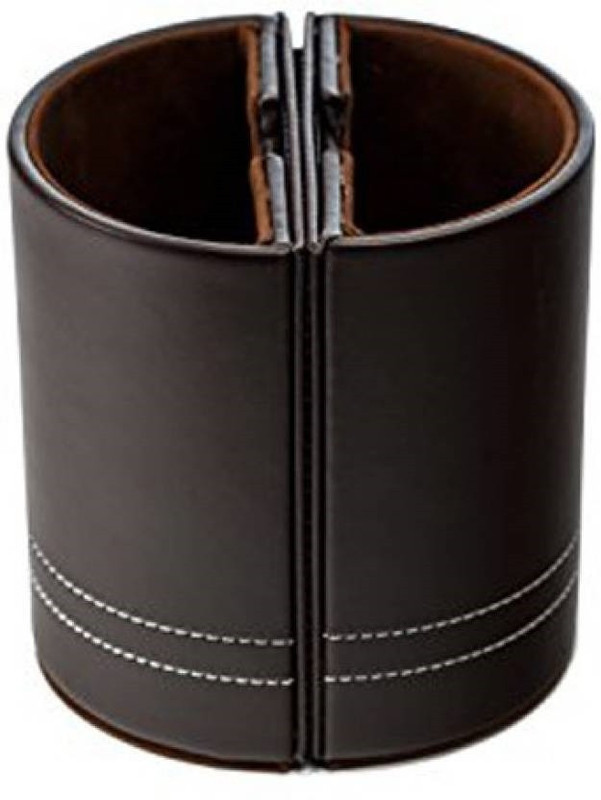 smkt 4 Compartments LEATHER, soft flannel LEATHER PEN STAND(Brown)