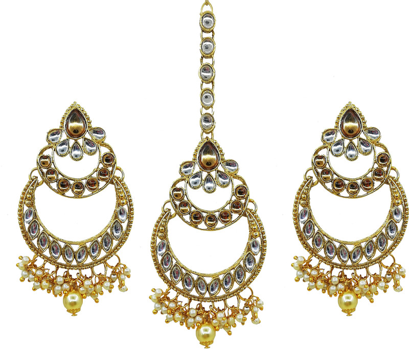reyaz collections Crystal, Stone Jewel Set(White, Gold, Bronze)