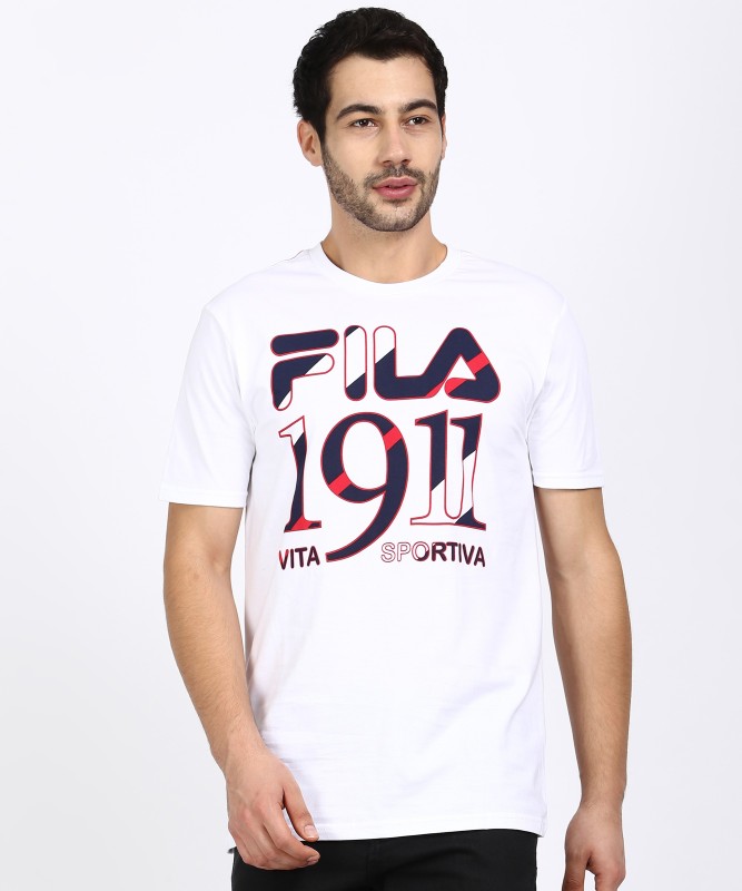 Fila Printed Men Round Neck White T-Shirt