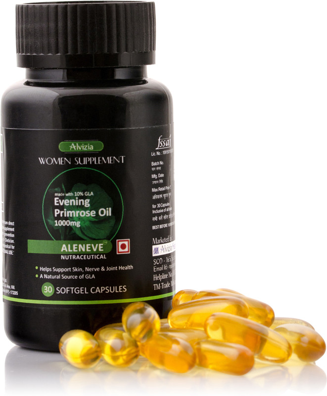 aleneve Alvizia's Premium Evening Primrose Oil Capsules 1000 mg| Cold Pressed|30 Soft-gels(1000 mg)