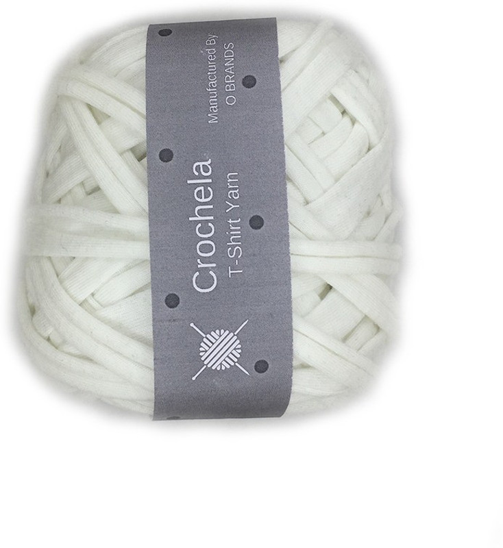 crochela White Cotton-Polyester Tshirt Yarn for Crochet/Knitting