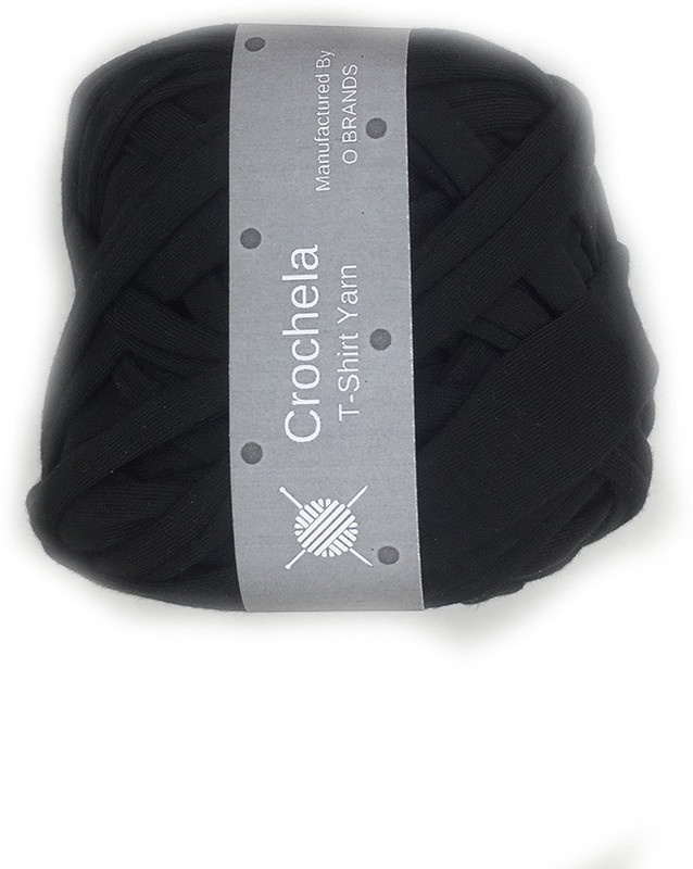 crochela Black Cotton-Polyester T-Shirt Yarn for Crochet/Knitting