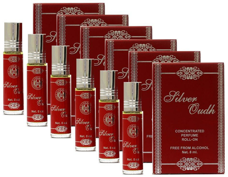 Anfar Silver Oudh Fragrance Roll on Attar Pack of 6 - 8ml Floral Attar(Floral)