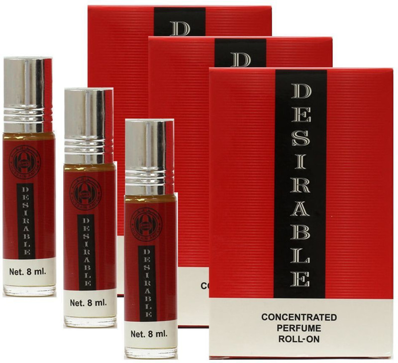 Anfar Desired Fragrance Roll On Attar Pack of 3 - 8ml Floral Attar(Floral)