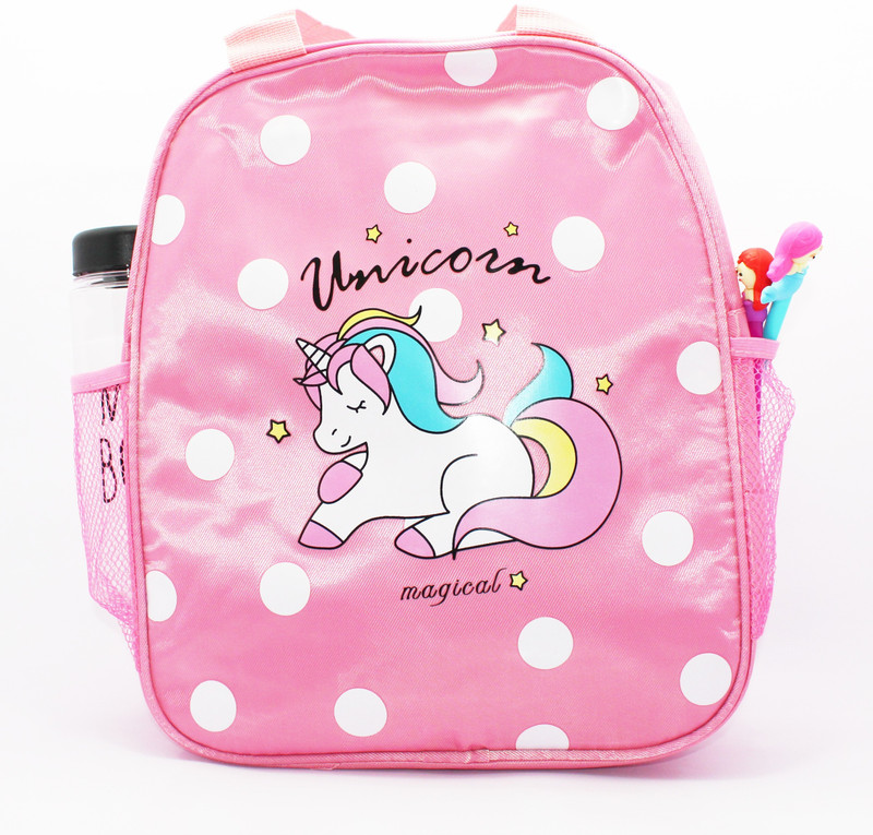 jumbura Oxford Quality Multi Functional Big Size Unicorn Theme Backpack|Big Polka Pink Waterproof Backpack(Pink, 15 L)