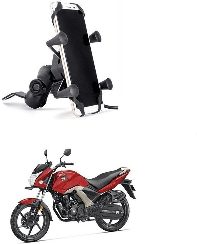 AutoStark X Grip USB Mobile Holder/ USB Mobile Bike Charger For Honda CB Unicorn Bike Mobile Holder(Black)