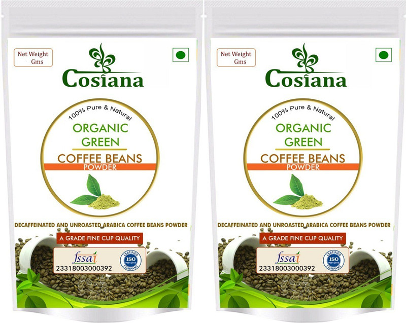 cosiana Green Coffee Bean Powder - 100% Pure & Natural Unrefined Green Coffee Beans powder 200gm (pack of 2) Instant Coffee(2 x 200 g)