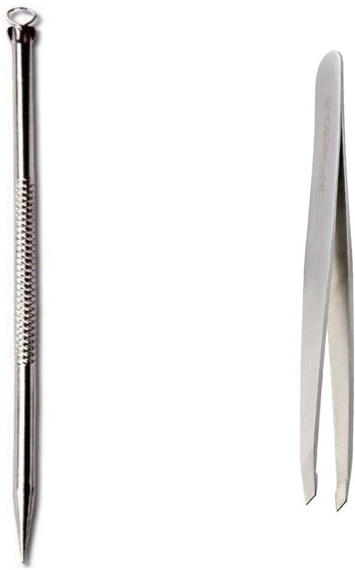 vune Tweezer Slant Tip with Stainless Steel Blackhead Remover Needle(2 Items in the set)