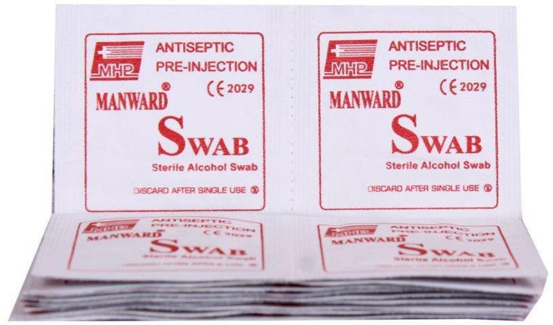 manward Disposable Antiseptic Swabs Pads for Cleaning Skin (100 pcs in one box)(100 Units)