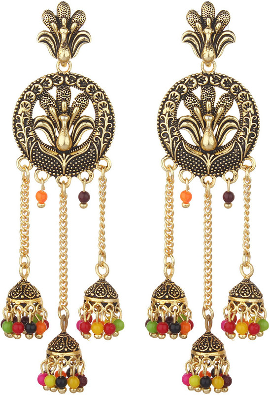 styles creation Stylish, Designer Peacock Jhumki Earrings ARTFLJWL178 Beads Alloy, Crystal Jhumki Earring