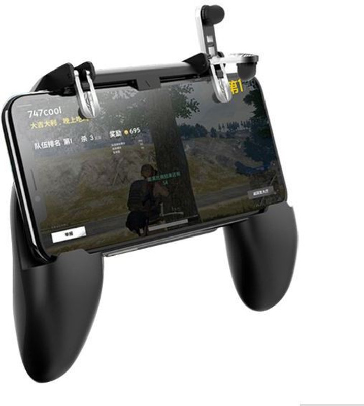 Adhbhud W10 Gamepad Handle Wireless Controller Gaming Joystick Aim Key Shooter Trigger Fire Button Game Pad Gaming Accessory Kit(Black, For iOS, Android)