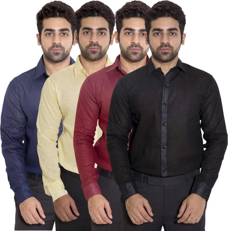 deeksha clothing Men Self Design Formal Multicolor Shirt(Pack of 4)