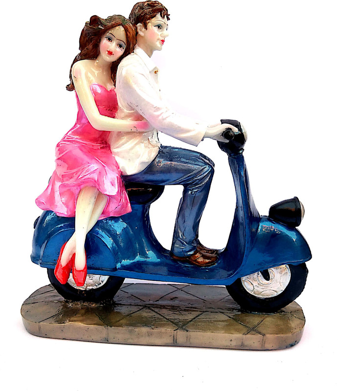 krishnagallery1 Scooter Love Couple statue Marble Finish, Couple Gifts, Valentine Couple, Valentine Gifts(Home decore, Gifted, Boyfriend, Girlfriend) Decorative Showpiece  -  31 cm(Marble, Multicolor)