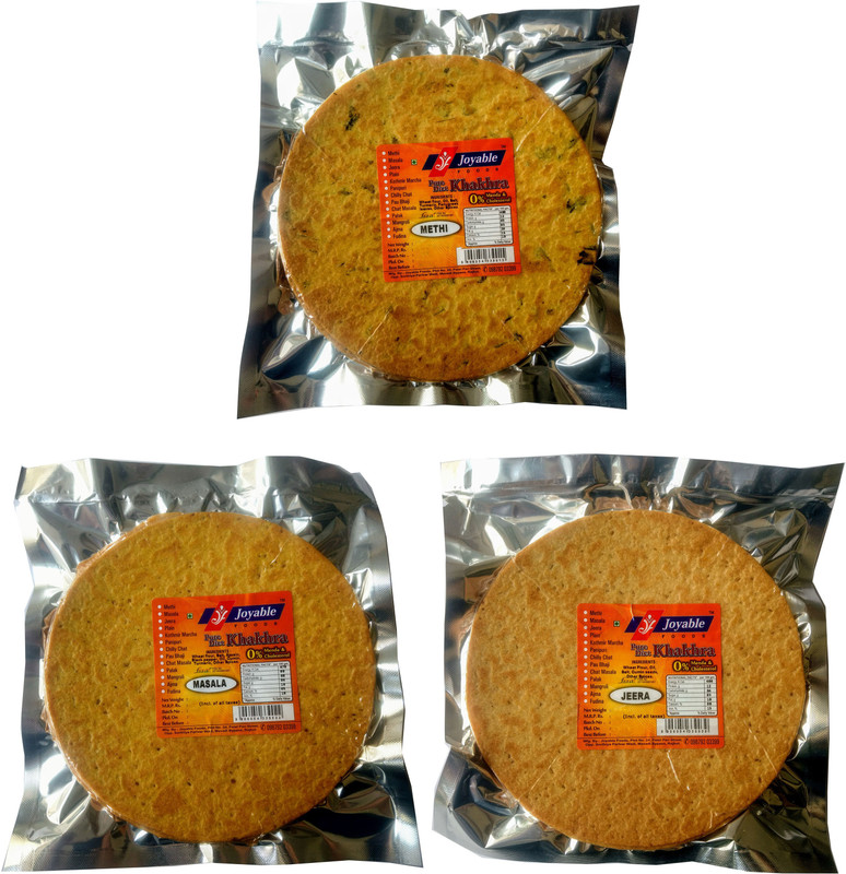 joyable Khakhra (2 Methi,2 Masala,2 Jeera) - 200 gms each(Pack of 6, 6 x 200, 1200 g)