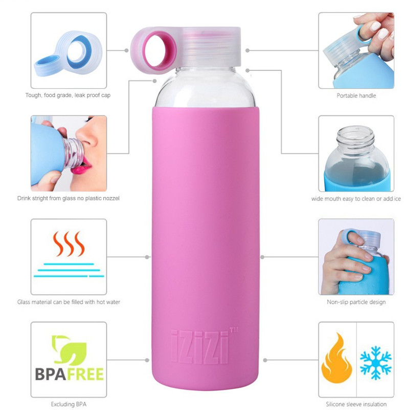 izizi with Silicone Sleeve 500 ml Bottle(Pack of 1, Pink)