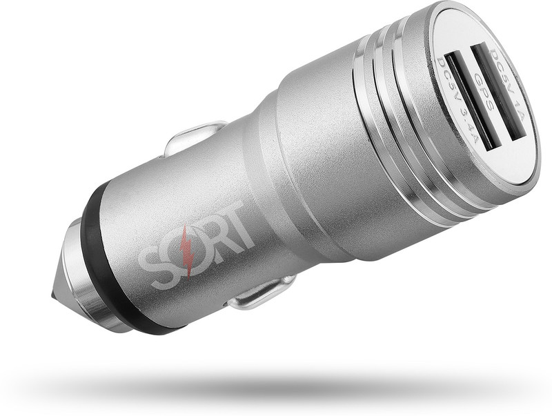 sort 3.4 Amp Turbo Car Charger(Silver)