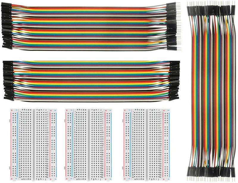 REES52 Breadboard Solderless with Jumper Cablesâ 3Pc 400 Pin Prototype PCB Board and 3Pc Dupont Jumper Wires (Male-Female, Female-Female, Male-Male) for Raspberry Pi and Arduino Electronic Components Electronic Hobby Kit