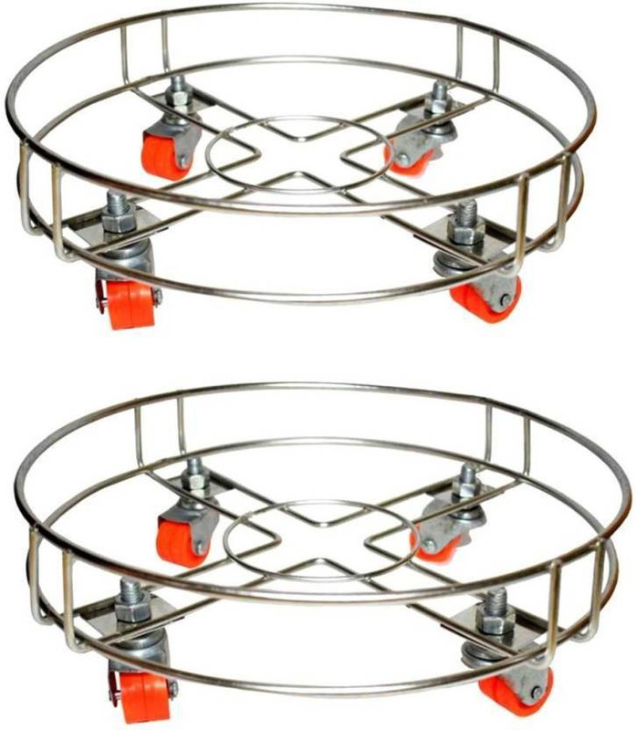 sawan shopping mart Stainless Steel Cylinder Trolley with Wheels | Gas Trolly / LPG Cylinder Stand Gas Cylinder Trolley Cylinder Trolley | Stainless Steel Gas Cylinder Trolley with Wheels | Cylinder Stand | Movable Cylinder Stand(Set of 2) Gas Cylinder Trolley(Steel)