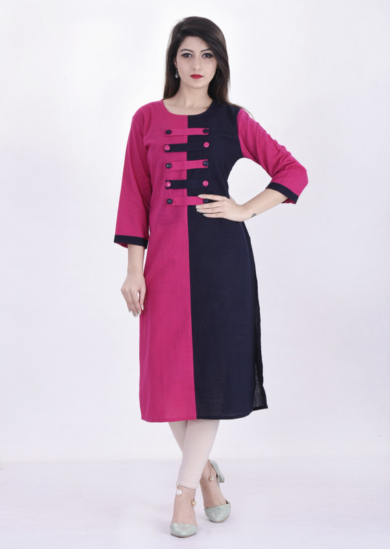 kalvia Casual Color Block Women Kurti(Multicolor)