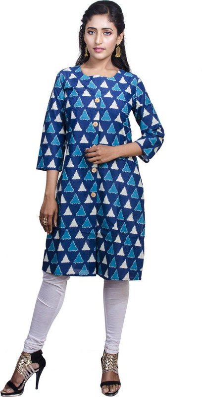 de global citizen Festive & Party Printed Women Kurti(Blue)