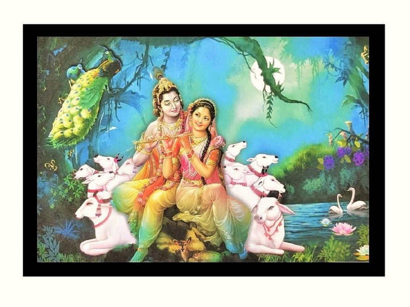 Radha Krishna Fine Art Print(20 inch X 28 inch, Rolled Over Hard Cardboard Pipe)