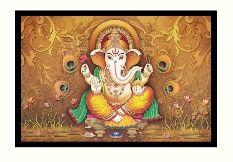 Shree Ganesh Fine Art Print(20 inch X 28 inch, Rolled Over Hard Cardboard Pipe)