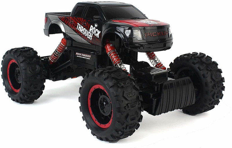 skediz Racing Rock Crawler 4wd Toy Black Rally Truck rc car 2.4 ghz 1:14 Scale Size w/ Working Suspension, Spring Shock absorbers(Red)