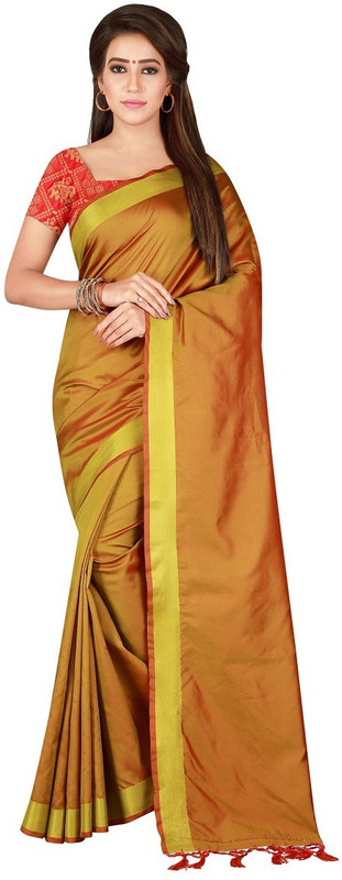 model madness Woven Fashion Cotton Silk Saree(Yellow)