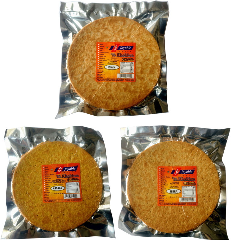 joyable Khakhra (2 Plain, 2 Masala, 2 Jeera) - 200 gms each(Pack of 6, 6 x 200, 1200 g)