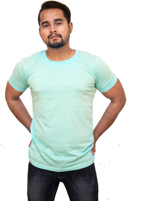 bong tees Solid Men Round Neck Blue T-Shirt