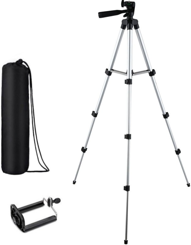 webster Tripod-3110 Adjustable Aluminium High Quality Lightweight Camera Stand With Three-Dimensional Head & Quick Release Plate For Video Cameras, DSLR, Portable Tripod With Mobile Holder Clip Mobile Holder